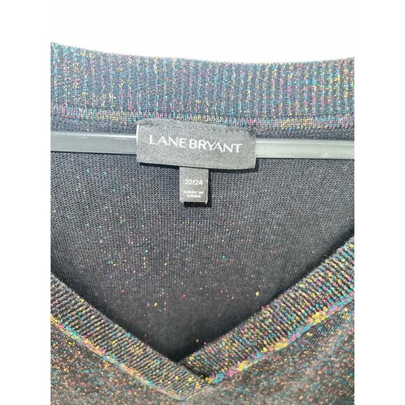 Lane Bryant Rainbow Sparkle Metallic Threading V-Neck Sweater - Size 22/24 - Picture 3 of 7